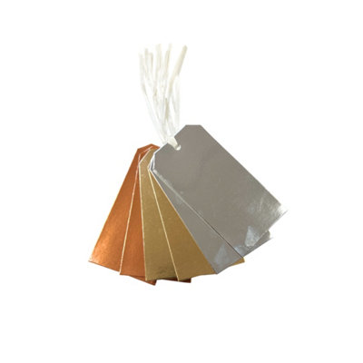 Pack Of 6 Assorted Metallic Coloured Strung Tags 60 X 120mm from B&Q