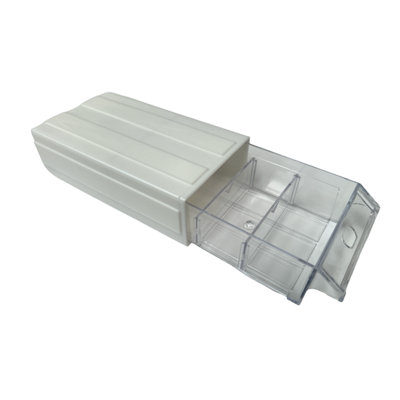  - White Stackable Plastic Storage Drawers L180Xw93Xh50mm With Removable Compartments