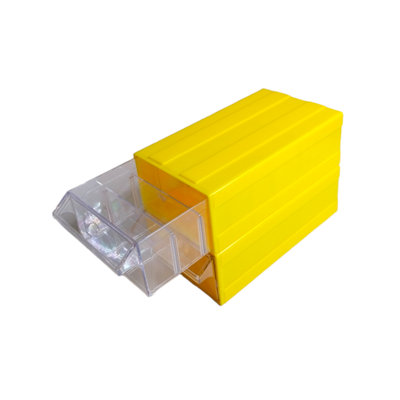  - Yellow Stackable Plastic Storage Drawers L242Xw130Xh76mm With Removable Compartments