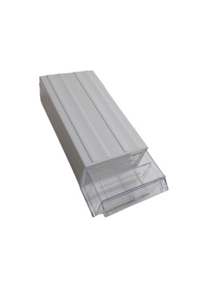  - White Stackable Plastic Storage Drawers L322Xw160Xh87mm With Removable Compartments