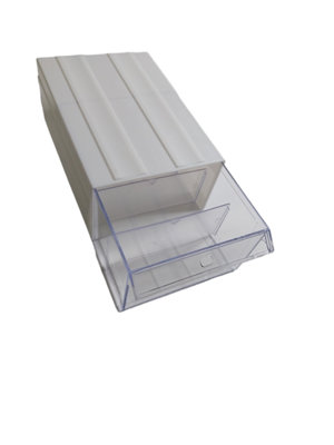  - White Stackable Plastic Storage Drawers L288Xw182Xh111mm With Removable Compartments