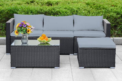 B&Q 4-Seater Rattan Corner Sofa - Grey