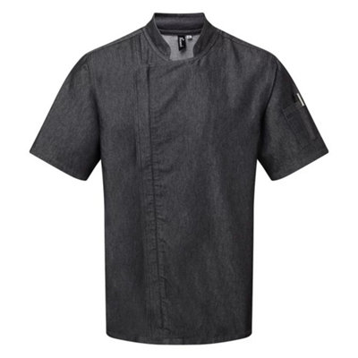 Premier Men's True Black Short-Sleeved Chef Jacket In | Size: Large - Image 4
