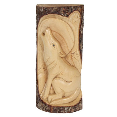 Something Different Unisex Beige Wolf Wood Carving Wall Art In - Image 3