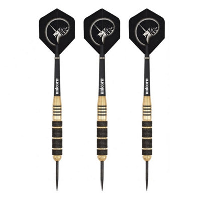 B&Q Black/Gold Unicorn Core Plus Win Darts (Pack Of 3) (23G) Size 3