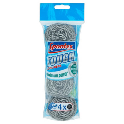 Spontex Tough Scouring Pads (Pack Of 4) Silver (One Size) from B&Q