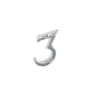 Securit 3 Chrome Door Number Silver (75mm) from B&Q