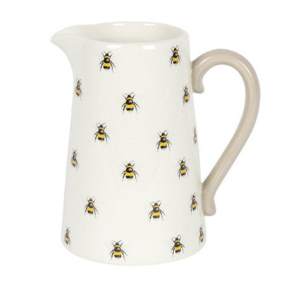 B&Q White Something Different Ceramic Bee Vase (One ) 17.5Cm