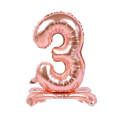 Realmax 3 Number Balloon Rose Gold (One Size) from B&Q
