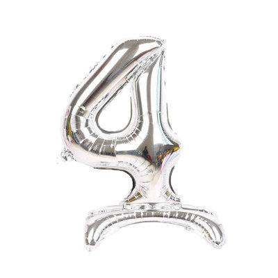 Realmax 4 Number Balloon Silver (One Size) from B&Q