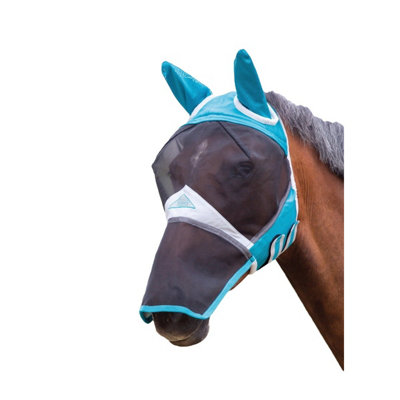 Shires Fine Mesh Horse Fly Mask With Ears & Nose Teal (Pony) from B&Q