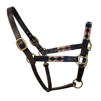 Blenheim Leather Polo Horse Headcollar Pink/natural/navy (Full) from B&Q