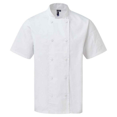 (Xxl, White) Premier Unisex Adult Coolchecker Short-Sleeved Chef Jacket 5059699658721 - Image 3
