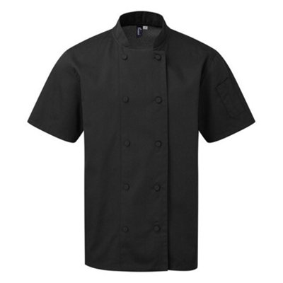 Premier Men's Black Coolchecker Short-Sleeved Chef Jacket In | Size: Xl - Image 4