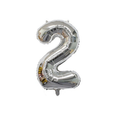 Realmax 2 Number Balloon Silver (One Size) from B&Q