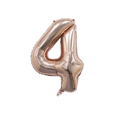 Realmax 4 Number Balloon Rose Gold (One Size) from B&Q