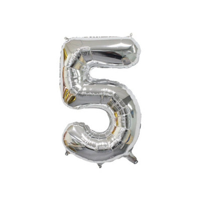 Realmax 5 Number Balloon Silver (One Size) from B&Q