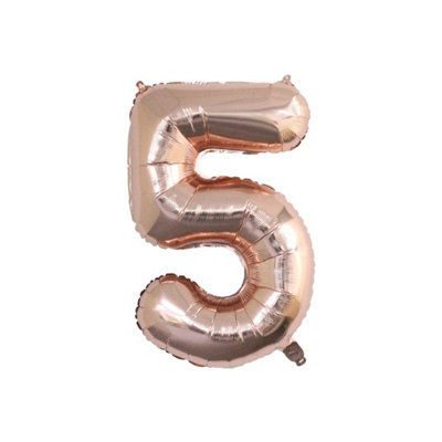 Realmax 5 Number Balloon Rose Gold (One Size) from B&Q