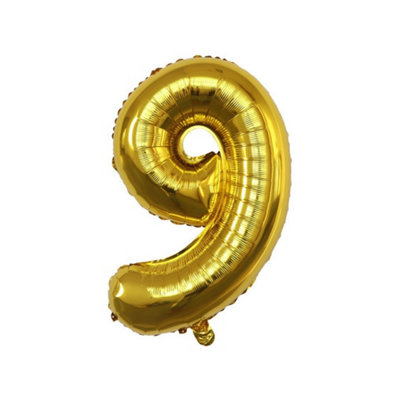 Realmax 9 Number Balloon Gold (One Size) from B&Q