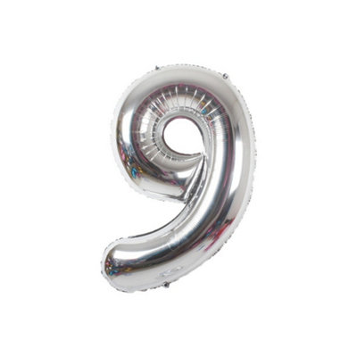 Realmax 9 Number Balloon Silver (One Size) from B&Q