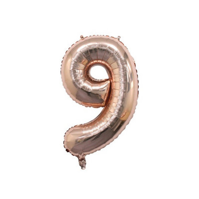 Realmax 9 Number Balloon Rose Gold (One Size) from B&Q