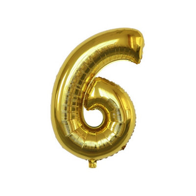 Realmax 6 Number Balloon Gold (One Size) from B&Q