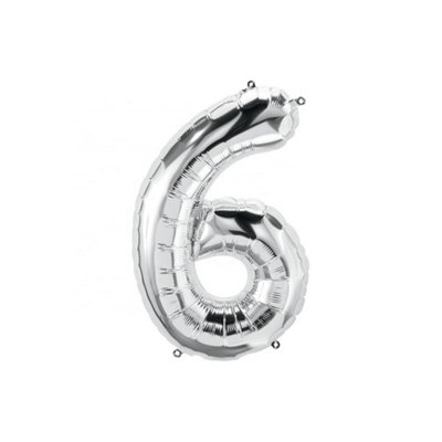 Realmax 6 Number Balloon Silver (One Size) from B&Q