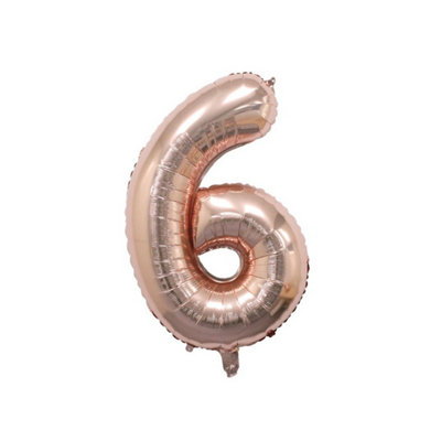 Realmax 6 Number Balloon Rose Gold (One Size) from B&Q