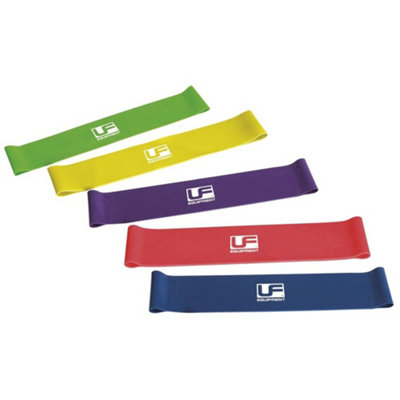 Urban Fitness Loop Resistance Band (Pack Of 5) Green/yellow/purple/red/blue (10In) from B&Q