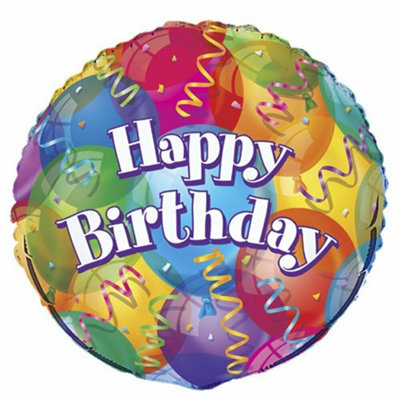 Unique Party Balloons Birthday Foil Balloon Multicoloured (One Size) from B&Q