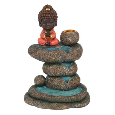  - Something Different Buddha Rock Pond Backflow Incense Burner Red/brown (One Size)