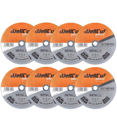 Wellcut Angle Grinder Thin Metal Cutting Disc 230mm 9"Pack Of 8 from B&Q