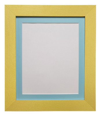 Frames By Post Metro Gold Frame With Blue Mount For Image Size 9 X 7 Inch from B&Q