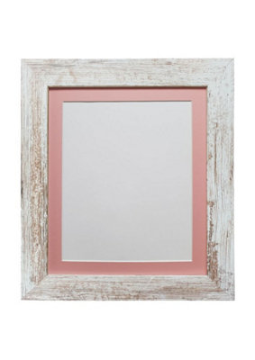 Frames By Post Metro Distressed White Frame With Pink Mount For Image Size 14 X 11 Inch from B&Q