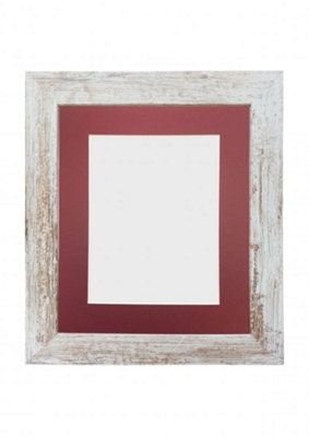 Frames By Post Metro Distressed White Frame With Red Mount 50 X 70Cm Image Size A2 from B&Q