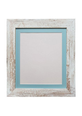 Frames By Post Metro Distressed White Frame With Blue Mount 50 X 70Cm Image Size A2 from B&Q