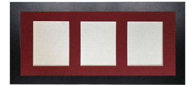Frames By Post Metro Black Frame With Red Mount For 3 Image Sizes 7 X 5 Inch from B&Q