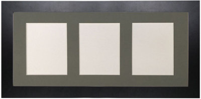 Frames By Post Metro Black Frame With Dark Grey Mount For 3 Image Sizes 7 X 5 Inch from B&Q