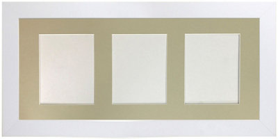 Frames By Post Metro White Frame With Light Grey Mount For 3 Image Sizes 7 X 5 Inch from B&Q