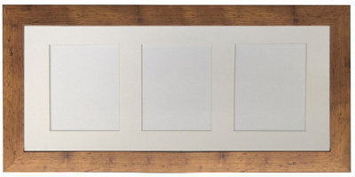 Frames By Post Metro Vintage Wood Frame With White Mount For 3 Image Sizes 7 X 5 Inch from B&Q