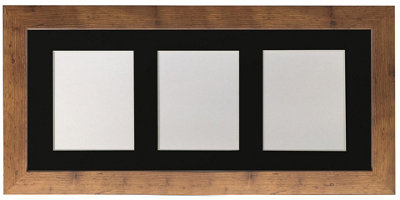 Frames By Post Metro Vintage Wood Frame With Black Mount For 3 Image Sizes 7 X 5 Inch from B&Q
