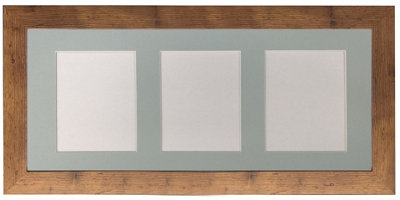 Frames By Post Metro Vintage Wood Frame With Blue Mount For 3 Image Sizes 7 X 5 Inch from B&Q