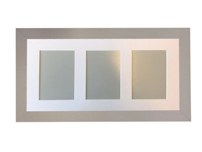 Frames By Post Metro Light Grey Frame With White Mount For 3 Image Sizes 7 X 5 Inch from B&Q