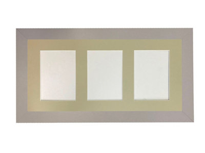 Frames By Post Metro Light Grey Frame With Light Grey Mount For 3 Image Sizes 7 X 5 Inch from B&Q