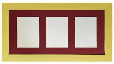 Frames By Post Metro Gold Frame With Red Mount For 3 Image Sizes 7 X 5 Inch from B&Q