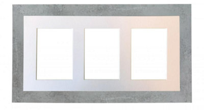 Frames By Post Metro Mineral Grey Frame With White Mount For 3 Image Sizes 7 X 5 Inch from B&Q