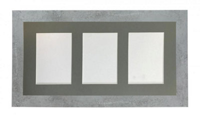 Frames By Post Metro Mineral Grey Frame With Dark Grey Mount For 3 Image Sizes 7 X 5 Inch from B&Q