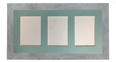 Frames By Post Metro Mineral Grey Frame With Blue Mount For 3 Image Sizes 7 X 5 Inch from B&Q