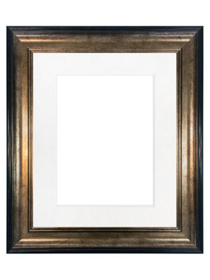 Frames By Post Scandi Black & Gold Frame With White Mount For Image Size 12 X 8 Inch from B&Q