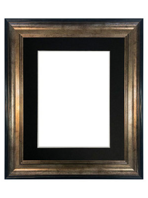 Frames By Post Scandi Black & Gold Frame With Black Mount For Image Size 12 X 8 Inch from B&Q